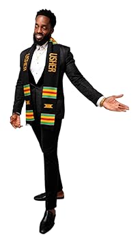 Dupsie's Usher Handwoven Stole/Sash, Black, One Size